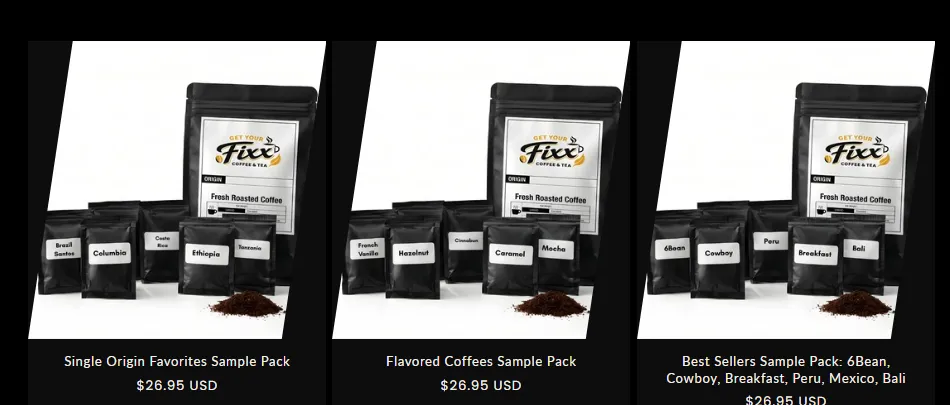 Get Your Fixx sample packs with a tall coffee bag